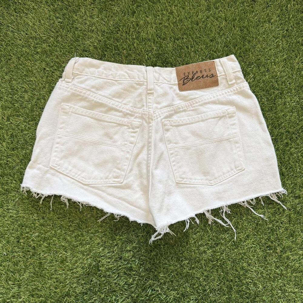 Vintage 90s White Denim High Waisted Jean Shorts Waist 27